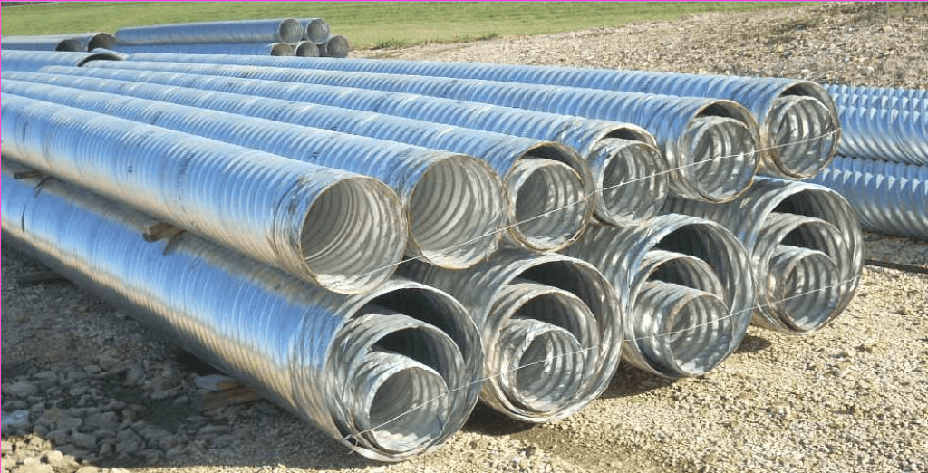 Corrugated steel culvert pipe inventory — Tinhorns R Us, Tuttle Oklahoma
