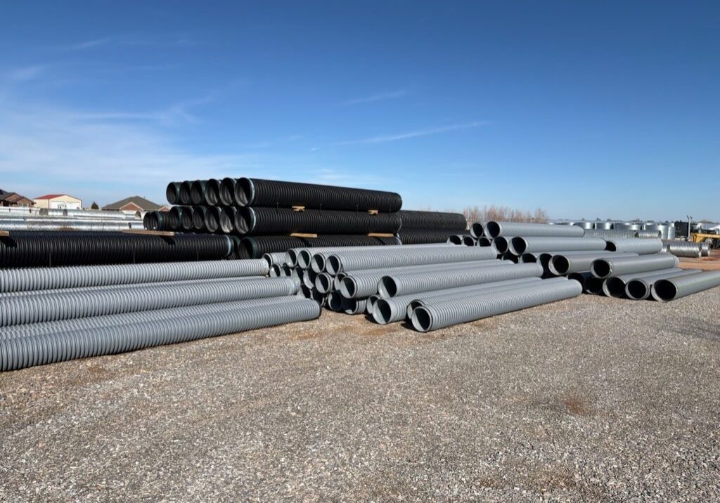 tinhornsrus-HDPE-plastic-pipe ADS corrugated HDPE plastic culvert pipe in stock at Tinhorns R Us, Tuttle, Oklahoma